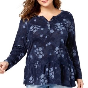 Style & Co. Plus Size Ruffled Henley Top